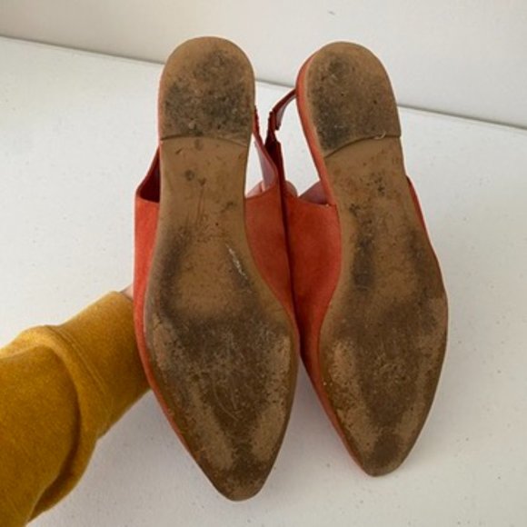 Everlane Slingback Pointed Flats Suede Womens 7.5 Red - Picture 7 of 8